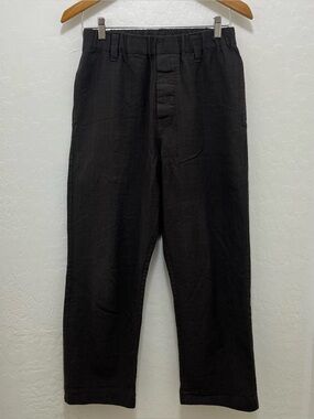 Evan Kinori Elastic Pant Wool Washi Paper Japanese Blend Size S Brown Plaid
